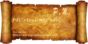 Páricsi Máté névjegykártya