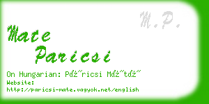 mate paricsi business card